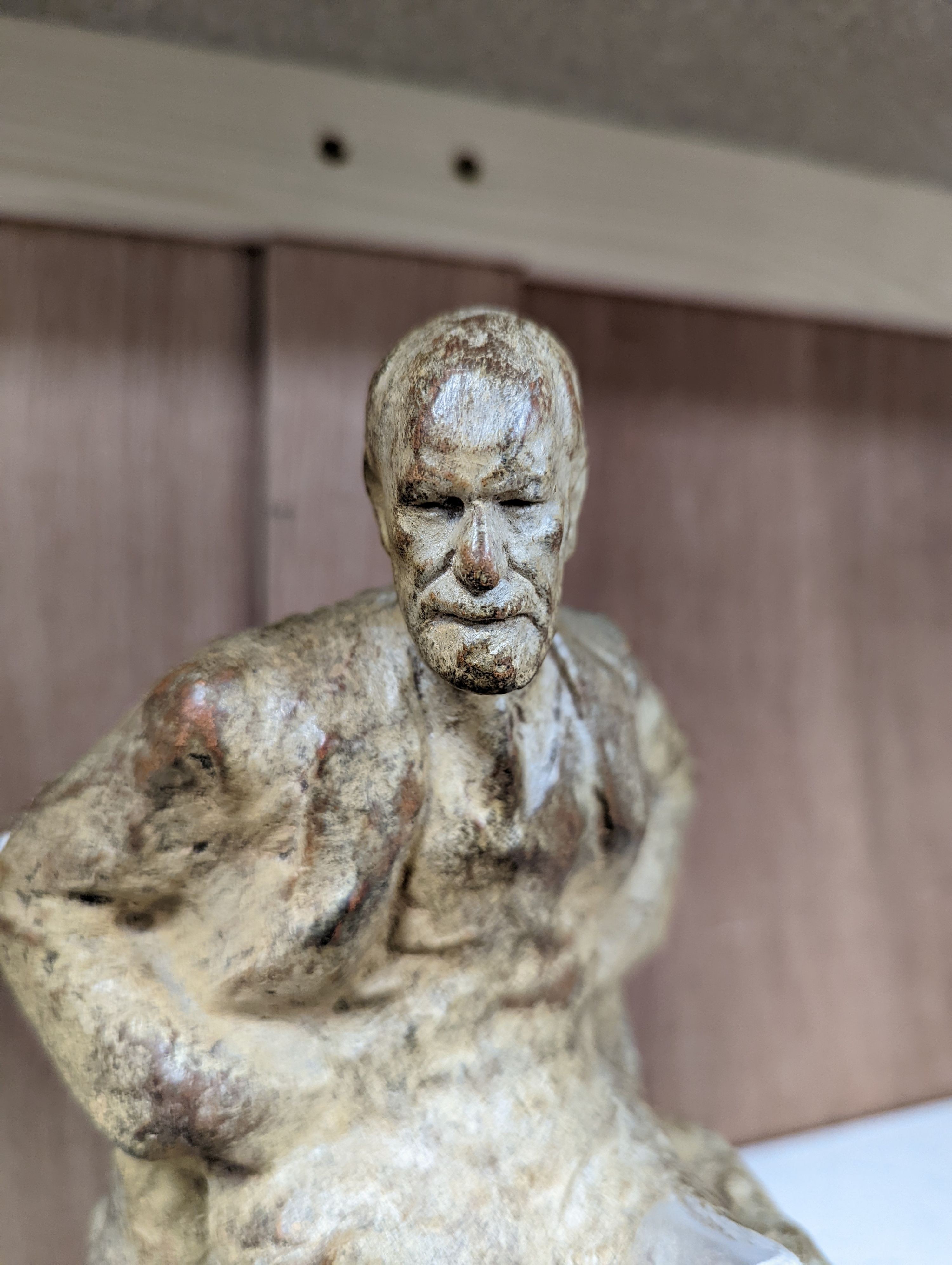 Oscar Nemon (1906-1985) Sigmund Freud, a painted terracotta maquette, signed, 23.5 cm high